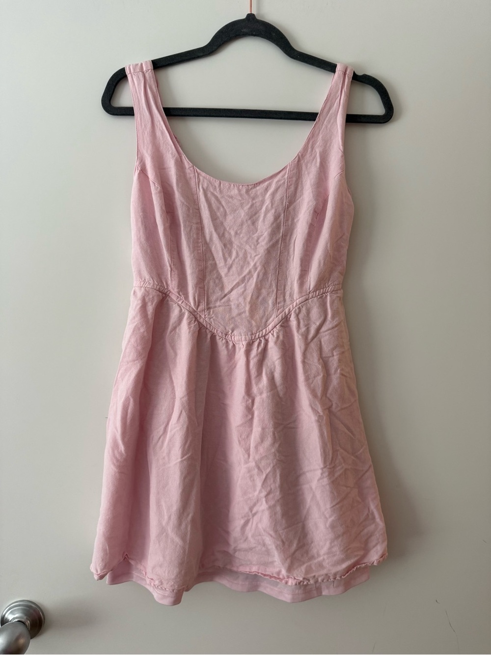 Soft Pink Linen Sleeveless Sundress